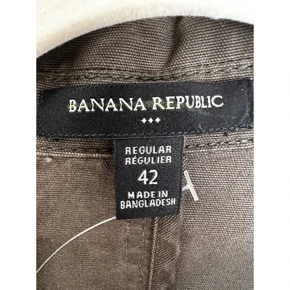 Banana Republic Mens 42 Regular Olive Brown Cotton Canvas Chore Blazer Jacket
